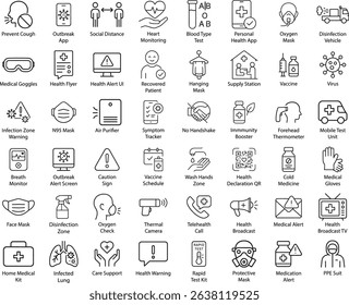 Healthcare and Medical Line Icons Vector Illustration.