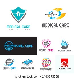 healthcare and medical logo collections. intestine. protection symbol. health education. organ symbols. creative vector logo design, bowel logo, emblem, vector illustration element