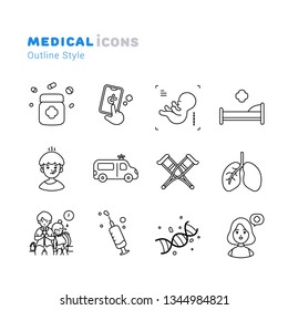 Healthcare and Medical outline icons style