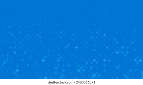 Healthcare Medical Plus Pattern. Blue Mathematical Plus Symbols Pattern. Math Design Elements Background. Medical Tech Background. Vector Illustration.