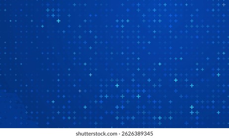 Healthcare Medical Plus Pattern. Blue Mathematical Plus Symbols Pattern. Math Design Elements Background. Medical Tech Background. Vector Illustration.
