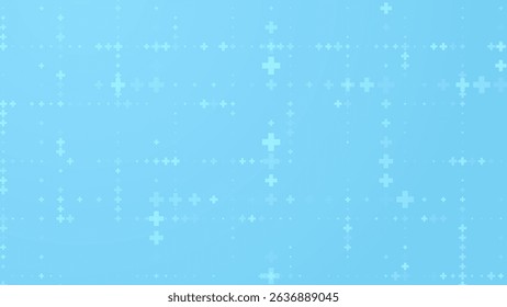 Healthcare Medical Plus Pattern. Blue Mathematical Plus Symbols Pattern. Math Design Elements Background. Medical Tech Background. Vector Illustration.