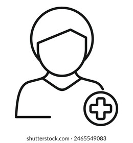 Símbolo de Vector de avatar de profesional médico para médico. Doctor. Enfermera. Y el perfil de usuario del trabajador sanitario más el médico de señas. En una línea minimalista simple diseño plano de arte para la atención sanitaria