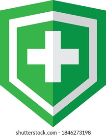 Healthcare medical protection green shield with white cross