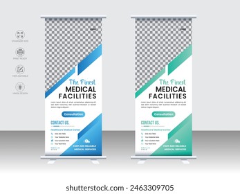  Healthcare und Medical Roll Up Banner Design, Arzt, Zahnarzt, Dental oder Health Business Roll Up Banner.
