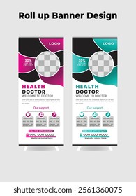 Healthcare and medical roll up banner design or health business roll up banner.