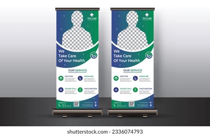 Healthcare and medical  rollup banner design.