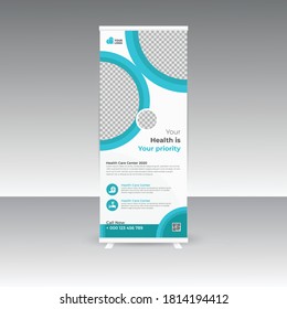 Healthcare and medical rollup and standee banner design template