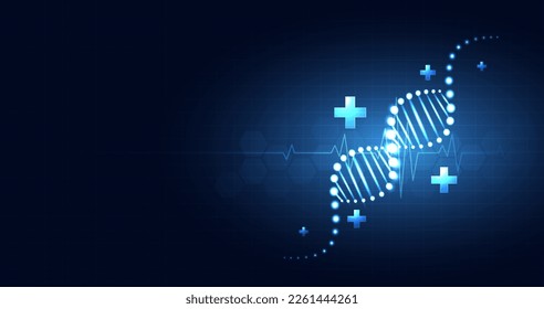 Healthcare and medical science technology with wireframe DNA. analysis of chromosomal DNA genetic. concepts and ideas for healthcare technology, innovation medicine, health, science and research.