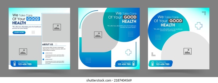 Healthcare or medical service promotion Social Media Post Layout ads banner template Set