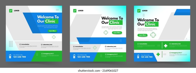 Healthcare and medical service social media post Layout Set 