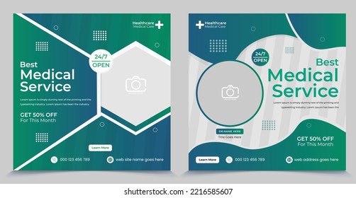 Healthcare medical service social media post design template