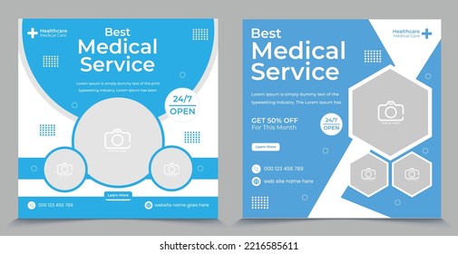 Healthcare medical service social media post design template