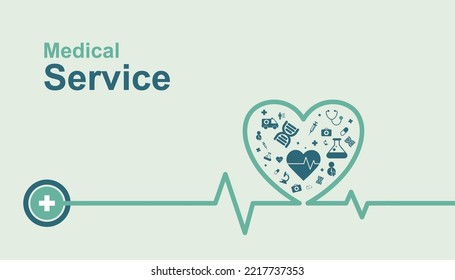 Healthcare and medical service technology concept. Vector illustration flat design.