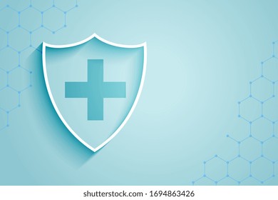 healthcare medical shield background with text space