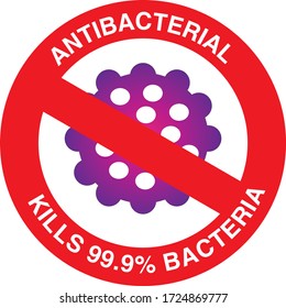 Healthcare Medical Sign/Symbol Vector: Round Antibacterial Kills 99.9% Bacteria