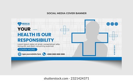 Healthcare medical social media cover post template or social media cover banner template design.