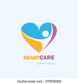 Healthcare & Medical symbol with heart shape.Heart Care logo,vector logo template.Vector illustration