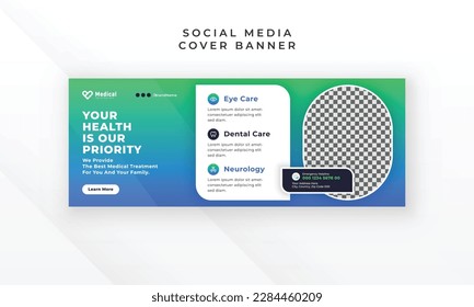 Healthcare medical treatment social media facebook cover web banner template design