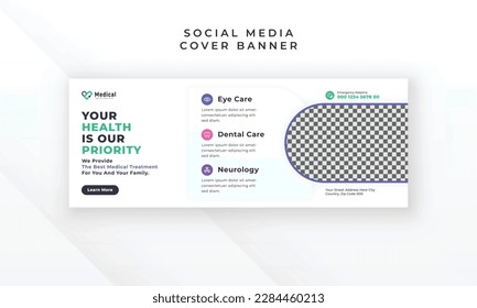 Healthcare medical treatment social media facebook cover web banner template design