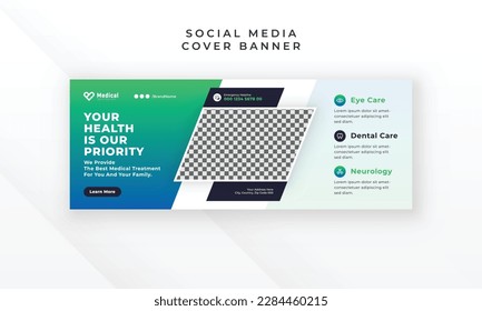 Healthcare medical treatment social media facebook cover web banner template design