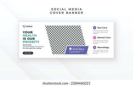 Healthcare medical treatment social media facebook cover web banner template design