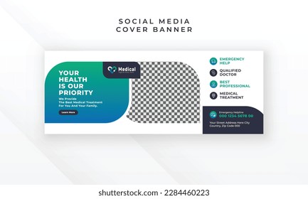 Healthcare medical treatment social media facebook cover web banner template design