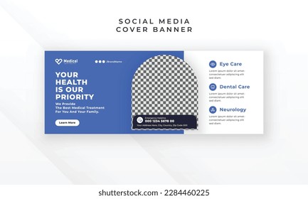 Healthcare medical treatment social media facebook cover web banner template design