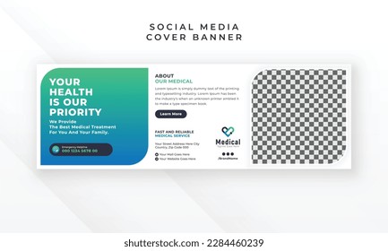 Healthcare medical treatment social media twitter banner web cover template design