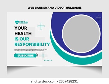 Healthcare medical youtube video thumbnail and web banner template.