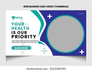Healthcare medical youtube video thumbnail and web banner template.