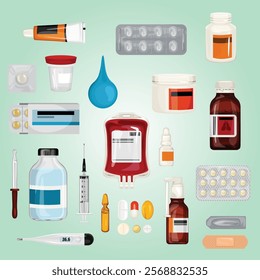 Healthcare Medication Icons Collection aid