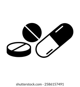 Healthcare Medication, Pill, Tablets Capsule Icons – Medical and Pharmacy and Healthcare Pills Symbols, Treatment icon