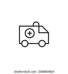 Healthcare and medicine concept. Line icon of big medical car with cross 