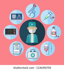 Healthcare and medicine hospital concept. Website header banner elements layout. Presentation,concepts for web banners or prints