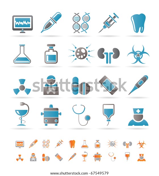 Healthcare,\
Medicine and hospital icons - vector icon\
set