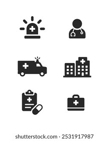 Healthcare y Medicina Icon Set ilustración de stock. 