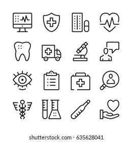 Healthcare and medicine line icons set. Modern graphic design concepts, simple outline elements collection. Vector line icons