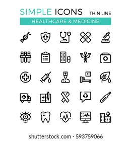 Healthcare, medicine, medical services vector thin line icons set. 32x32 px. Line graphic design for websites, interface, web design, mobile app, infographics. Pixel perfect vector outline icons set.