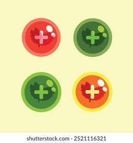 Concepto del icono del equipo de la medicina y de la farmacia de la atención sanitaria, icono creativo de la homeopatía con 4 colores usados en medicina.