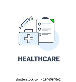 Healthcare and medicine simple vector icon. Vaccination schedule, first aid kit, syringe - a symbol of health care. Medicine hospital logo. Vaccination against covid 19.