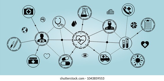 Healthcare modern flat interface vector on blue background