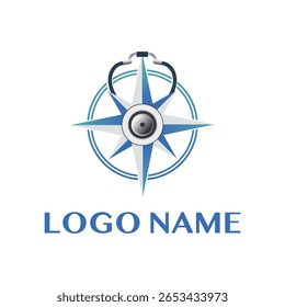 Healthcare Navigation Logo with Compass and Stethoscope Symbol  Medical Guidance and Direction Concept