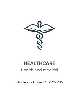 Healthcare outline vector icon. Thin line black healthcare icon, flat vector simple element illustration from editable health and medical concept isolated on white background