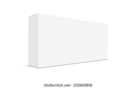 Healthcare packaging box rectangular mock up isolated on white background - side view. Vector illustration