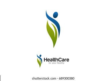 Healthcare People Leaf Logo Template Vector