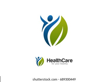 Healthcare People Leaf Logo Template Vector Stock Vector (Royalty Free ...