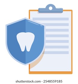 Plano de saúde que protege os dentes, visualizado com escudo e área de transferência, simbolizando seguro e proteção dentária