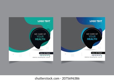 Healthcare post social media banner ad post template.