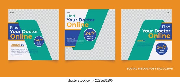 Healthcare post social media banner ad post template